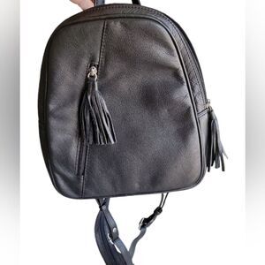 Hadaki Nola black leather backpack + makeup bag purse
